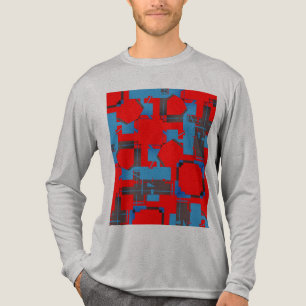 Blue Charcoal Red Diagonal Abstract MCM-geïnspiree Tri-Blend Shirt