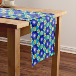 Blue, Chartreuse en Blauwgroen Short Table Runner Korte Tafelloper