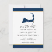Blue Chatham Cape Cod Map Wedding Save the Date (Voorkant)