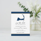Blue Chatham Cape Cod Map Wedding Save the Date (Staand voorkant)