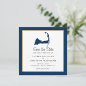 Blue Chatham Cape Cod Map Wedding Save the Date (Staand voorkant)