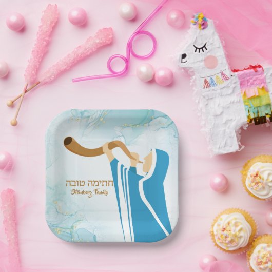 Blue Chatimah Tovah Seudah HaMafseket Yom Kippur Papieren Bordje (Feest)