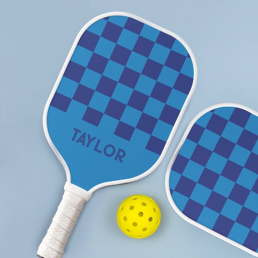Blue Check Board patroon gepersonaliseerd Pickleball Paddle