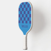 Blue Check Board patroon gepersonaliseerd Pickleball Paddle (Links)
