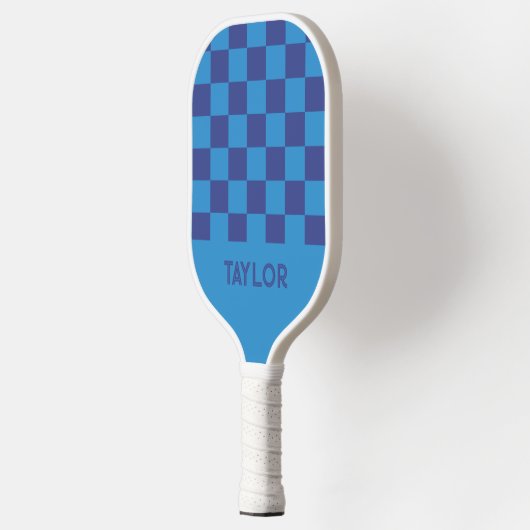 Blue Check Board patroon gepersonaliseerd Pickleball Paddle (Links)