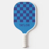 Blue Check Board patroon gepersonaliseerd Pickleball Paddle (Voorkant)