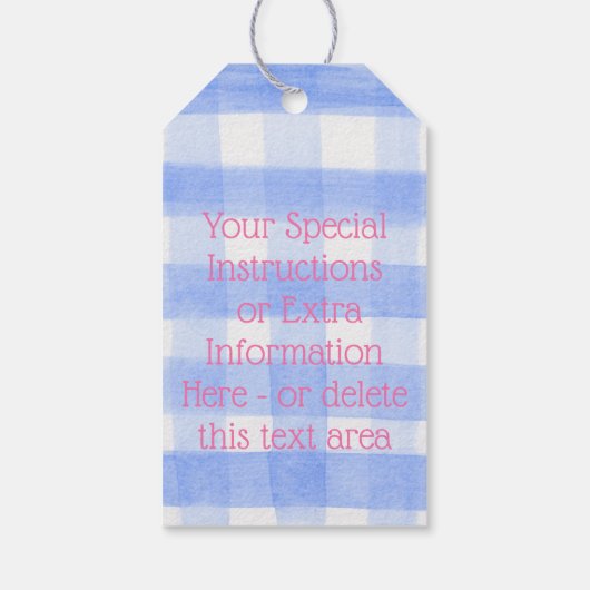 Blue Check Gingham Bloemen GEMAAKT MET LIEFDE Cadeaulabel (Achterkant)
