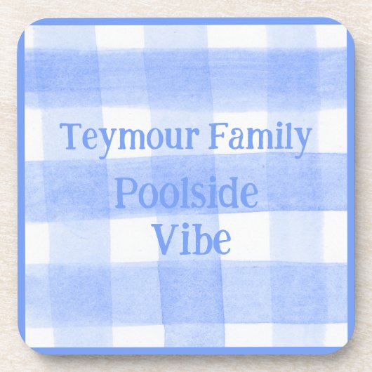 Blue Check Gingham POOLSIDE VIBE cork back Bier Onderzetter (Voorkant)