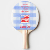 Blue Check Gingham USA Flag Ping Pong Paddle Tafeltennisbatje (Voorkant)