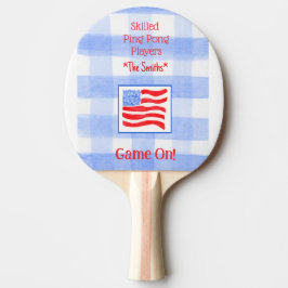 Blue Check Gingham USA Flag Ping Pong Paddle Tafeltennisbatje