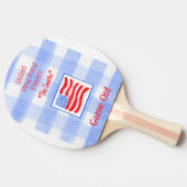 Blue Check Gingham USA Flag Ping Pong Paddle Tafeltennisbatje (Zijkant)
