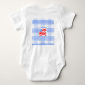Blue Check Gingham USA Flag WELCOME Baby Clothing Romper (Achterkant)