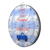 Blue Check Gingham Vintage Blue Truck Dartbord (Voorkant Rechts)