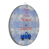 Blue Check Gingham Vintage Blue Truck Dartbord (Voorkant Links)