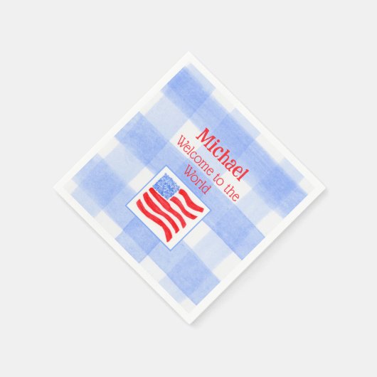 Blue Check USA Flag WELCOME TO THE WORLD Servet (Hoek)