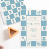 Blue Checked Baby shower Uitnodiging