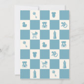 Blue Checked Baby shower Uitnodiging (Achterkant)