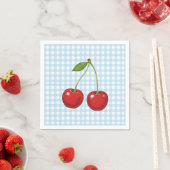 Blue Checked Paper Plates with Cherries for Summer Servet (Insitu)