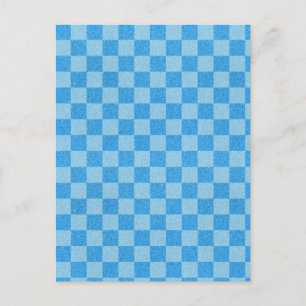 Blue Checker Glitter Briefkaart