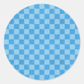 Blue Checker Glitter Ronde Sticker (Voorkant)