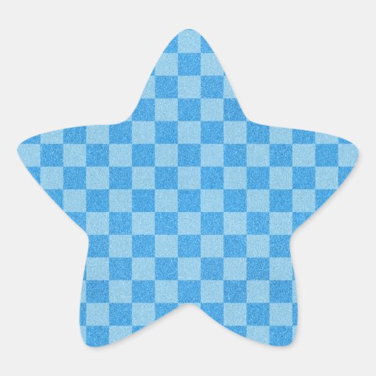Blue Checker Glitter Ster Sticker (Voorkant)