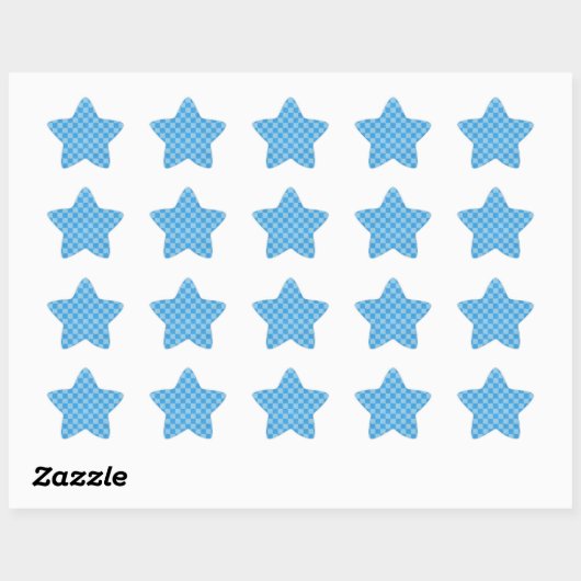 Blue Checker Glitter Ster Sticker (Vel)