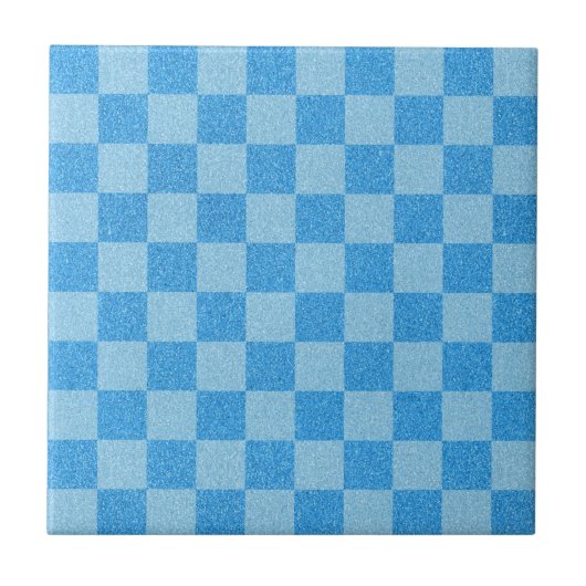 Blue Checker Glitter Tegeltje (Voorkant)