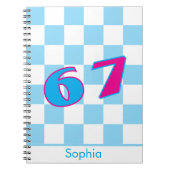 Blue Checker Personalized Name 67 Number Design Notitieboek (Voorkant)