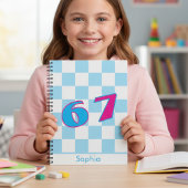 Blue Checker Personalized Name 67 Number Design Notitieboek