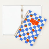Blue Checker Tomato Pattern Personalized Name Notitieboek (Binnen)