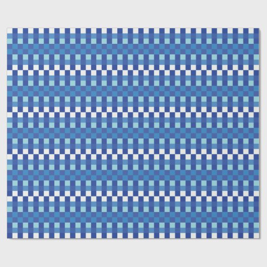 Blue Checkerboard Cute Modern Cadeaupapier (Vlak)