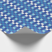 Blue Checkerboard Cute Modern Cadeaupapier (Hoek)