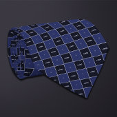 Blue Checkerboard Logo Pattern Stropdas