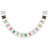 Blue Checkerboard Merry & Bright Bunting Banner (Alle)