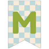 Blue Checkerboard Merry & Bright Bunting Banner (Derde vlag)