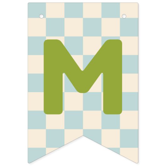Blue Checkerboard Merry & Bright Bunting Banner (Derde vlag)