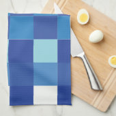 Blue Checkerboard Modern Squares Patroon Theedoek (Quarter Fold)