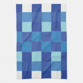 Blue Checkerboard Modern Squares Patroon Theedoek (Verticaal)