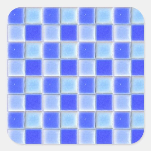 Blue Checkerboard Mozaïek Keramische Tegels Sticke Vierkante Sticker (Voorkant)