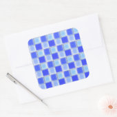 Blue Checkerboard Mozaïek Keramische Tegels Sticke Vierkante Sticker (Envelop)