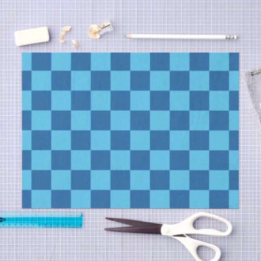 Blue Checkerboard Patroon Tissuepapier (Craft)