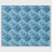 Blue Checkered Abstract Blue Rozen Wrapping Paper Cadeaupapier (Vlak)
