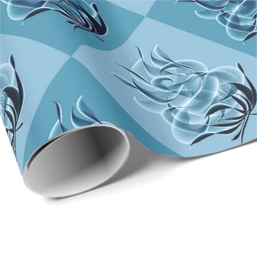Blue Checkered Abstract Blue Rozen Wrapping Paper Cadeaupapier (Rol Hoek)