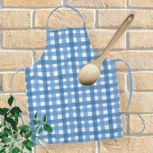 Blue Checkered Apron for Traditional Kitchen Schort