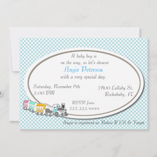 Blue Checkered Baby Shower-uitnodiging Kaart (Voorkant)