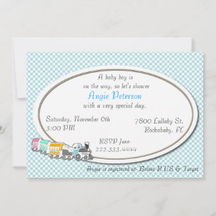 Blue Checkered Baby Shower-uitnodiging Kaart