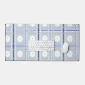 Blue Checkered Daisy pattern Bureaumat (Keyboard & Muis)
