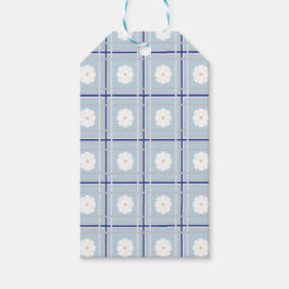 Blue Checkered Daisy pattern Cadeaulabel