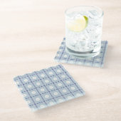 Blue Checkered Daisy pattern Glazen Onderzetter (Schuin)