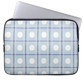 Blue Checkered Daisy pattern Laptop Sleeve (Voorkant)
